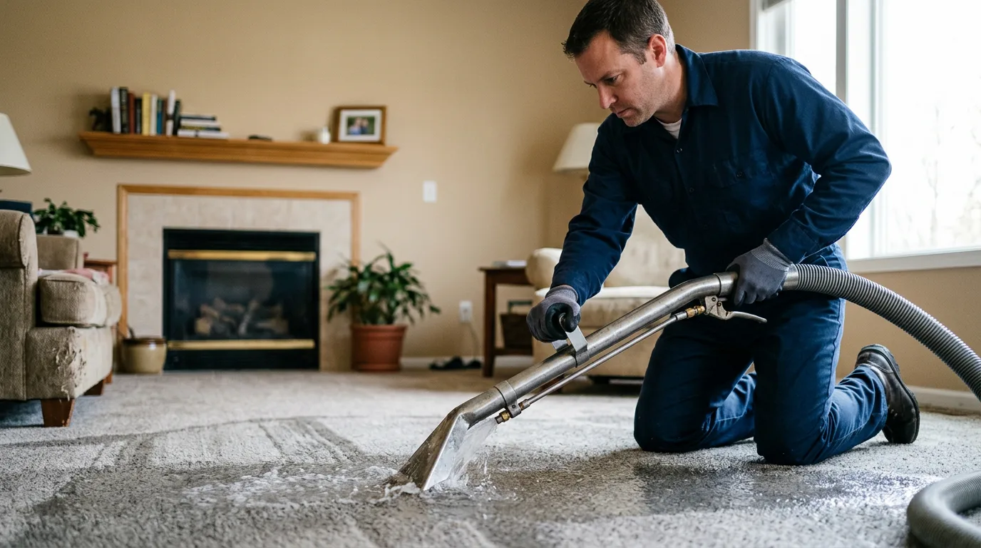 Water damage restoration technician working near Bartlett, NE